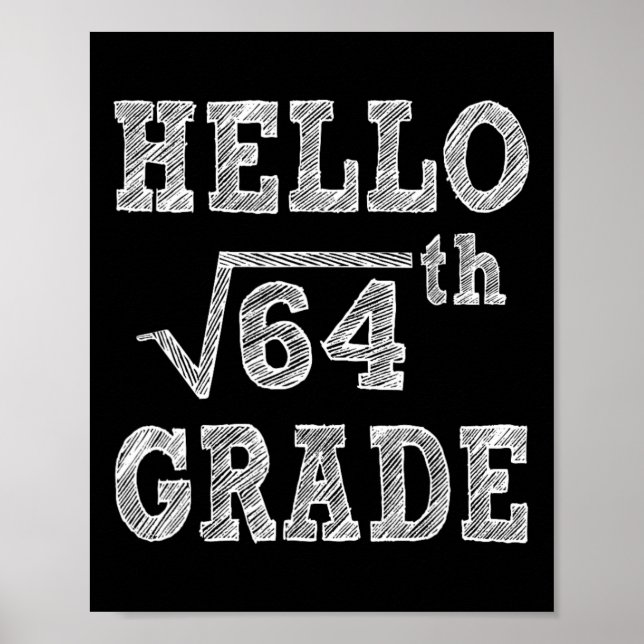 Hallo 8. Grade Square Root von 64 Zurück zur Schul Poster (Vorne)