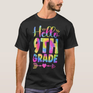 Hallo 9. Klasse Lehrer Schüler Kinder Gefärbte Kra T-Shirt