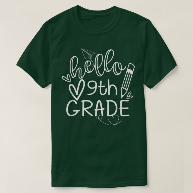 Hallo 9. Klasse zurück zur Schule 9. Klasse Lehrer T-Shirt (Design vorne)