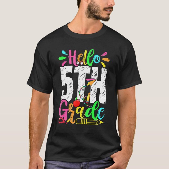 Hallo Abschluss 5. Klasse Zurück zur Schule Männer T-Shirt (Vorderseite)