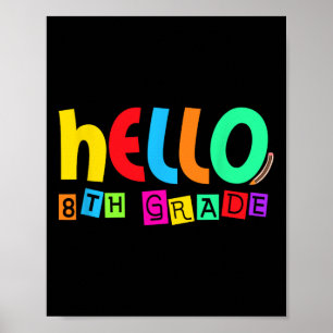 Hallo achte 8. Klasse Zurück zur Schule für Schüle Poster