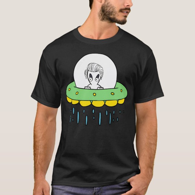 Hallo Alien in Ufo T-Shirt (Vorderseite)