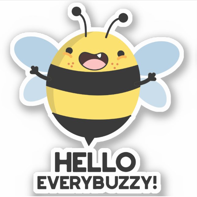Hallo allbuzzy Funny Bee Pun Aufkleber (Vorderseite)