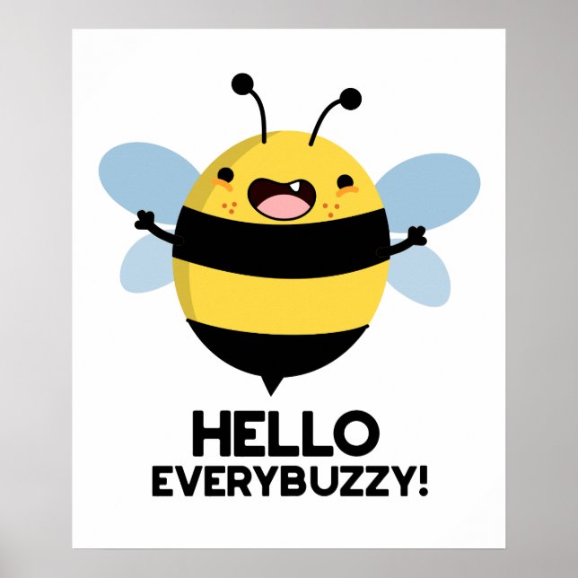 Hallo allbuzzy Funny Bee Pun Poster (Vorne)
