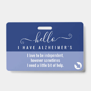 Hallo Alzheimer-Bewusstsein und Notfallkontakt Ausweis