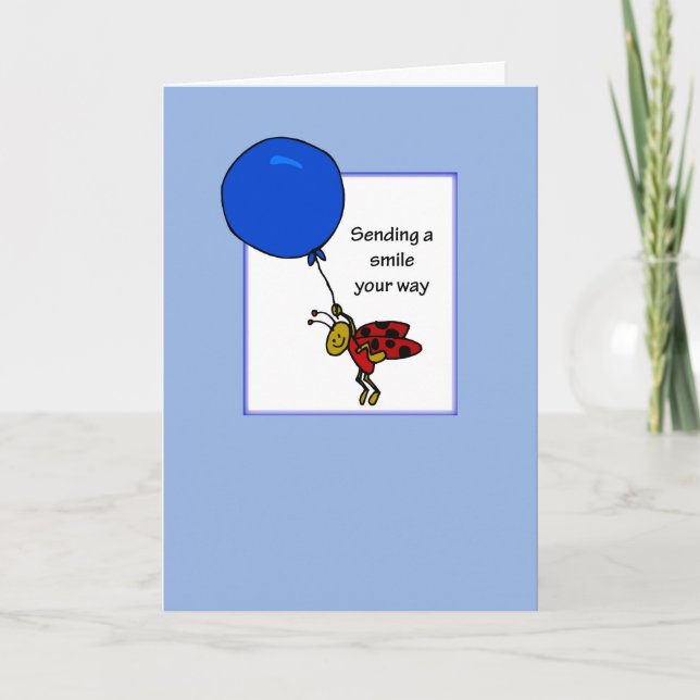 Hallo an der Uni Whimsical Ladybug mit Balloon Karte (Vorderseite)