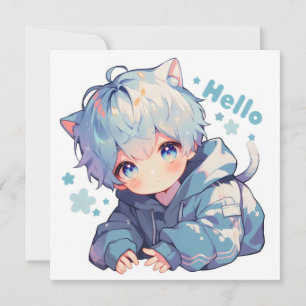 Hallo Anime Catboy Feiertagskarte