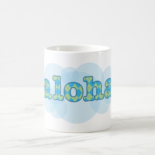 Hallo auf Hawaiianer - Aloha mit Rautenmuster Tasse (Mittel)