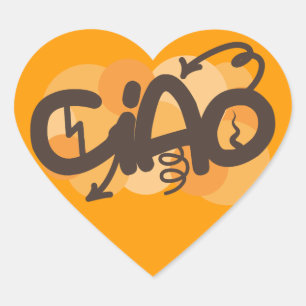 Hallo auf Italienisch Herz-Aufkleber