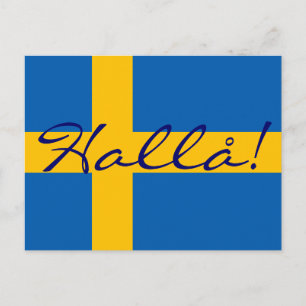 Hallo auf Schwedisch Hallå! Schwedische Flagge Pos Postkarte