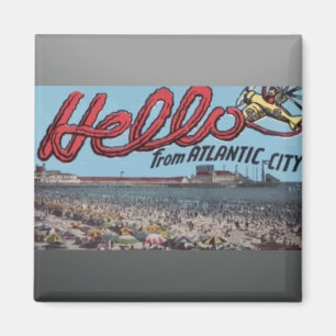 Hallo aus Atlantic City , Vintage Magnet