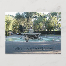 Hallo aus Italien, Villa Borghese Garten Brunnen Postkarte
