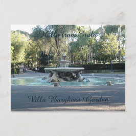 Hallo aus Italien, Villa Borghese Garten Brunnen Postkarte