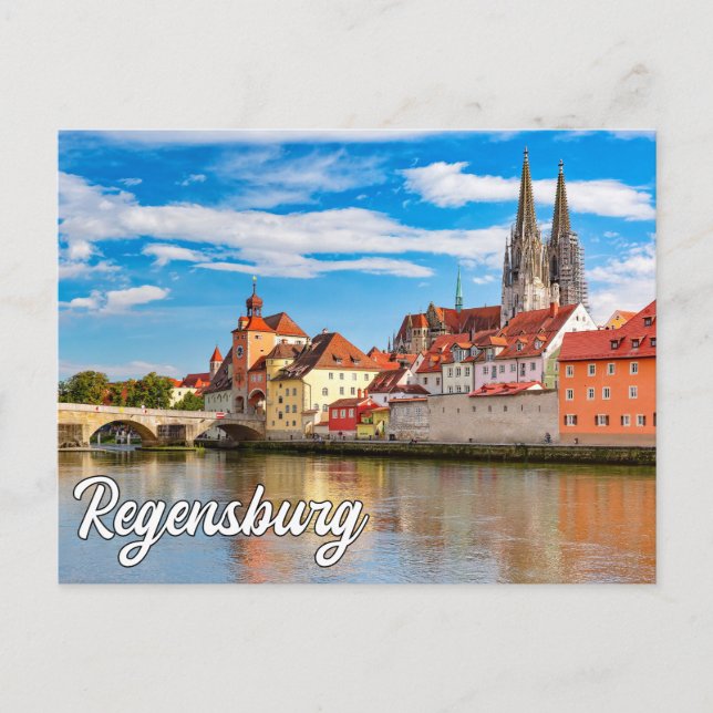 Hallo aus Regensburg, Deutschland Postkarte (Vorderseite)