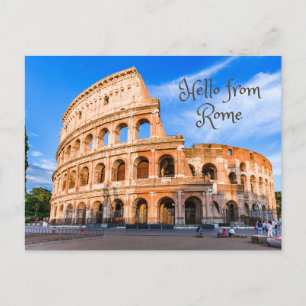 Hallo aus Rom, Italien. Antikes Kolosseum Postkarte