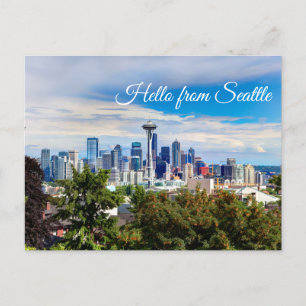 Hallo aus Seattle, Washington. Downtown View Postkarte
