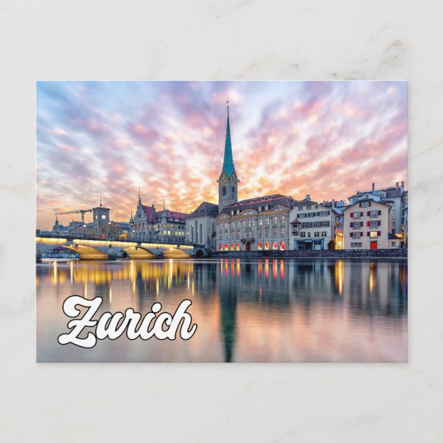 Hallo aus Zürich, Schweiz Postkarte (Vorderseite)