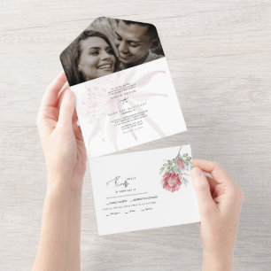 Hallo Australien Floral Two Foto Hochzeit All In One Einladung