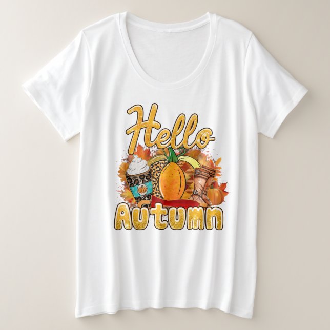 Hallo Autumn Anpassen Große Größe T-Shirt (Design vorne)