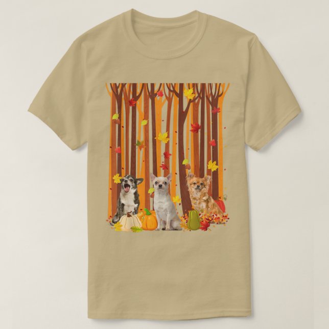 Hallo Autumn Chihuahua Maple Leaf Fall Pumpkin Men T-Shirt (Design vorne)