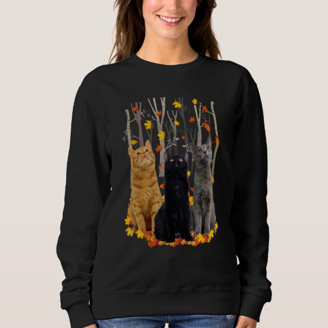 Hallo Autumn Maple Cats Leaf Fall Herz Katze Sweatshirt (Vorderseite)