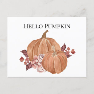 Hallo Autumn Pumpkin Watercolor Postkarte