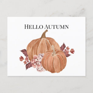 Hallo Autumn Pumpkin Watercolor Postkarte
