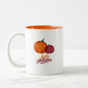 Hallo Autumn Pumpkins Zweifarbige Tasse