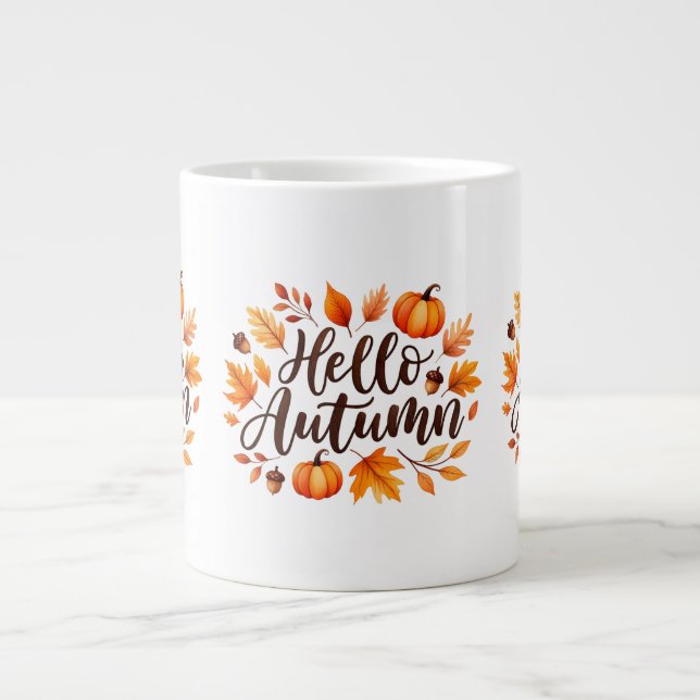 Hallo Autumn Skript Jumbo-Tasse (Vorderseite)
