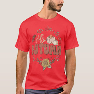 Hallo Autumn Sonnenblumen Pumpkin Fall Saison Dank T-Shirt