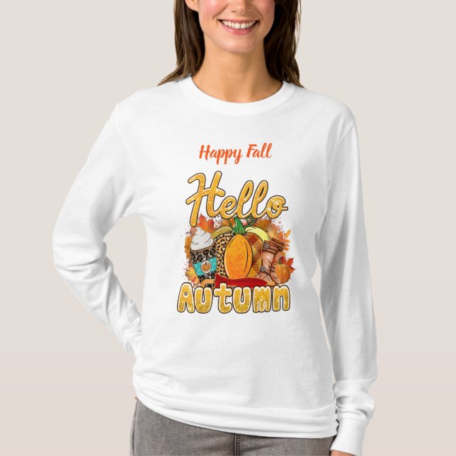 Hallo Autumn Text anpassen T-Shirt (Vorderseite)