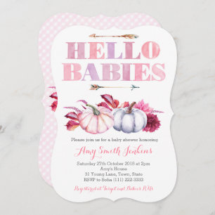 Hallo Babies! Twin Girls Pumpkin Baby Dusche Party Einladung