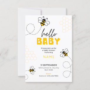 Hallo Baby, Babydusche einladen niedliche Biene Einladung