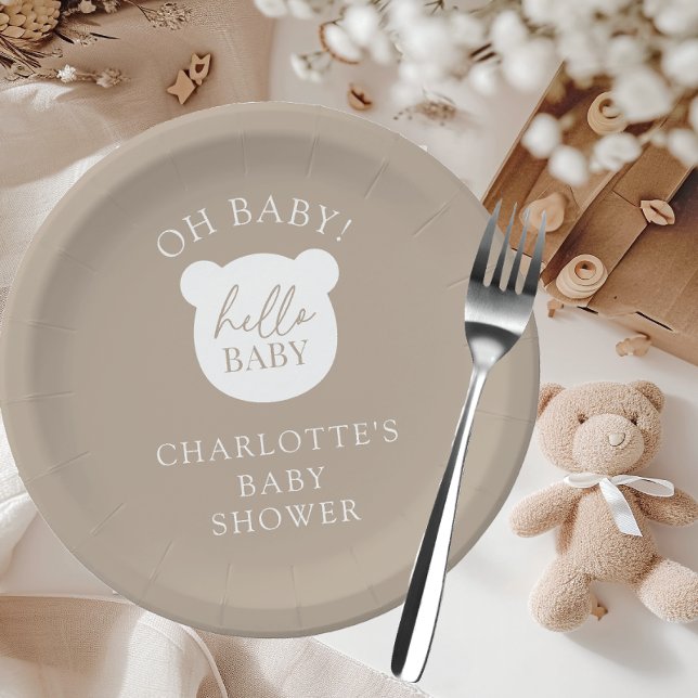 Hallo Baby Bear Es ist ein Junge Pappteller (Von Creator hochgeladen)