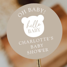 Hallo Baby Bear Es ist ein Junge Runder Aufkleber