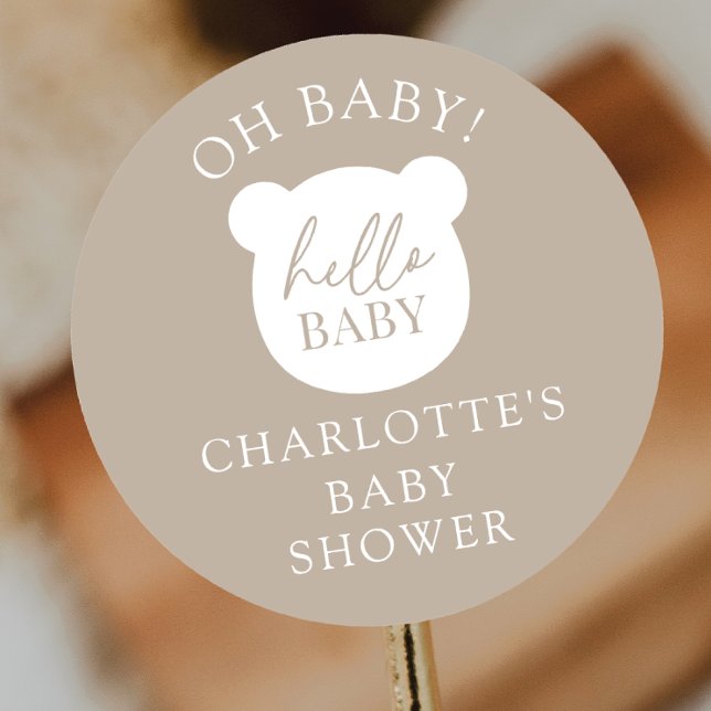 Hallo Baby Bear Es ist ein Junge Runder Aufkleber (Von Creator hochgeladen)