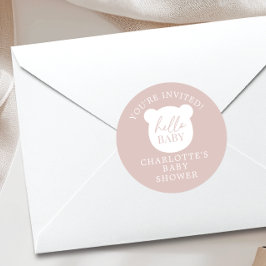 Hallo Baby Bear Sie sind eingeladen Runder Aufkleber