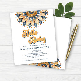 Hallo Baby Blue Gold Retro Baby Dusche