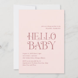 Hallo Baby Blush Pink Moderne Babydusche Einladung