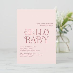 Hallo Baby Blush Pink Moderne Babydusche Einladung