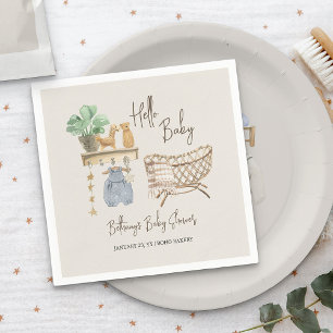 Hallo Baby Boho Kinderzimmer Neutrale Babyparty Serviette