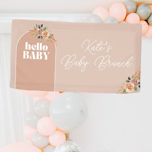 Hallo Baby, Boho Moderne Babydusche Banner