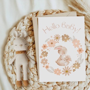 Hallo Baby-Bunny-Baby-Shower-Süße Kaninchen und Bl Einladung