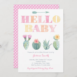 Hallo, Baby! Cactus Baby Shower oder Sip and See Einladung
