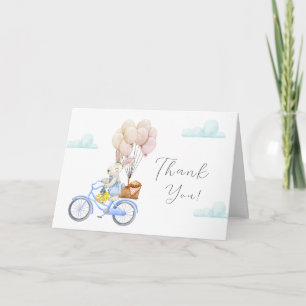 Hallo Baby-Croissant-Ballon-Fahrrad-Baby-Party Dankeskarte