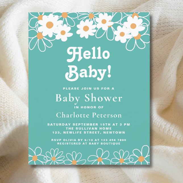 Hallo Baby Daisy Baby Dusche Einladung (Von Creator hochgeladen)