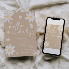 Hallo Baby Daisy Beige Baby Dusche Einladung