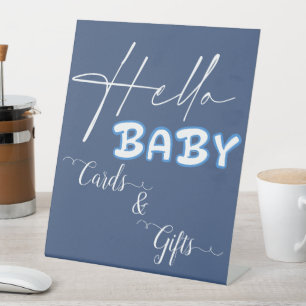 Hallo Baby Elegante Blaue Baby Shower Karten & Ges Sockelschild