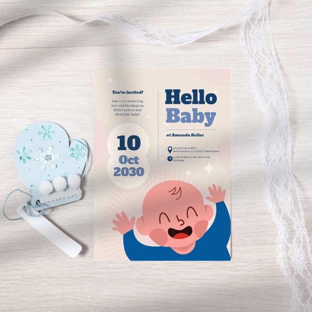 Hallo Baby Face Shower Einladung (Von Creator hochgeladen)