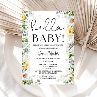 Hallo Baby Floral Baby Dusche Einladung